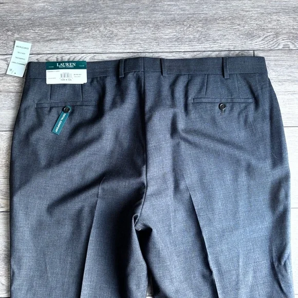 NWT Lauren Ralph Lauren Total Comfort Charcoal Gray Wool Dress Pants 42 X 32 - Picture 8 of 10